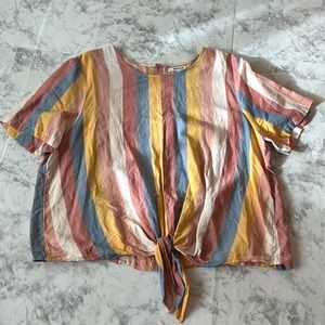Madewell button back front tie shirt